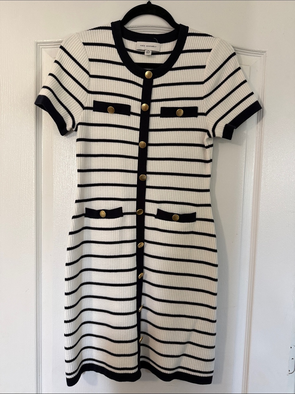 Striped Navy & White Knit Dress